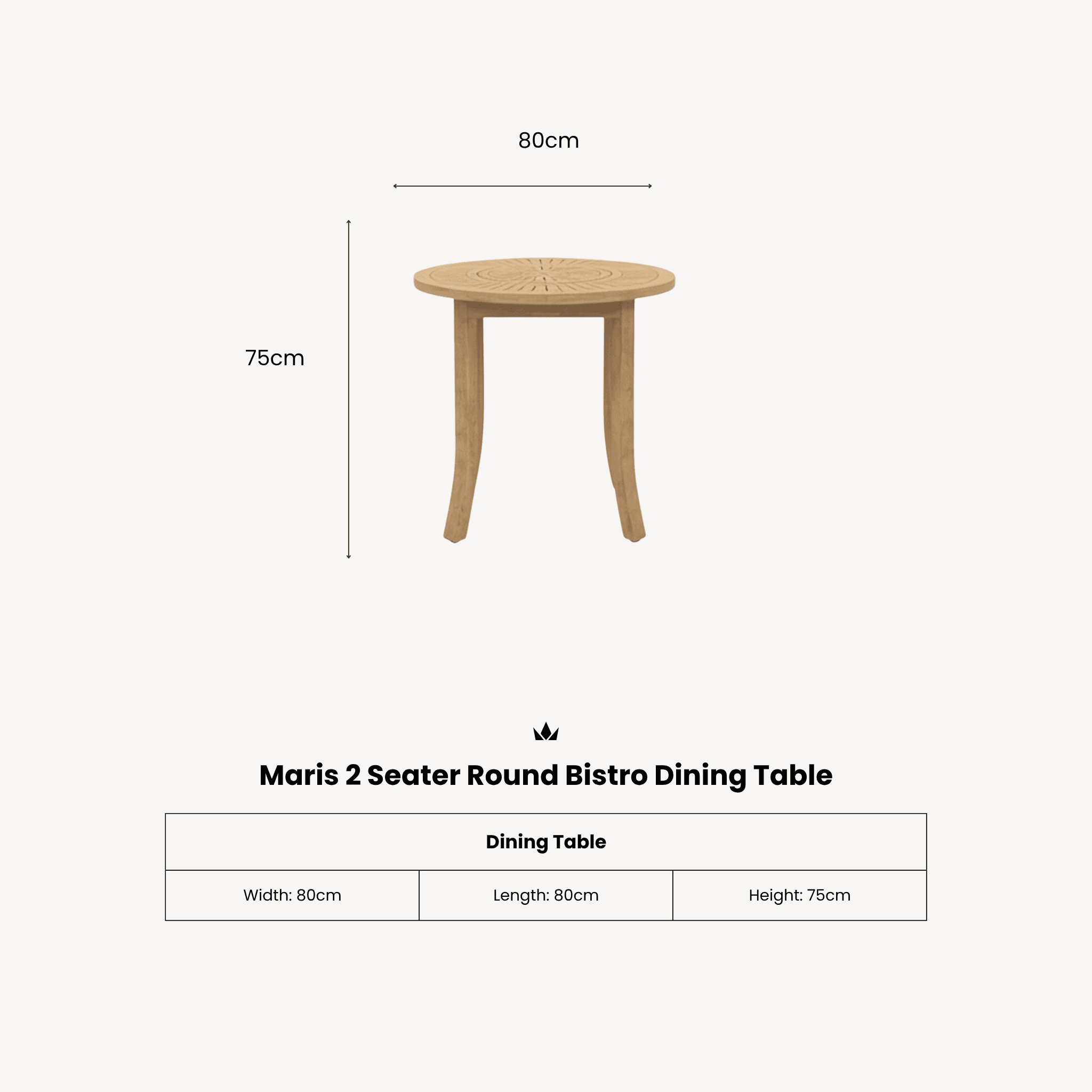 Maris 2 Seater Round Bistro Table